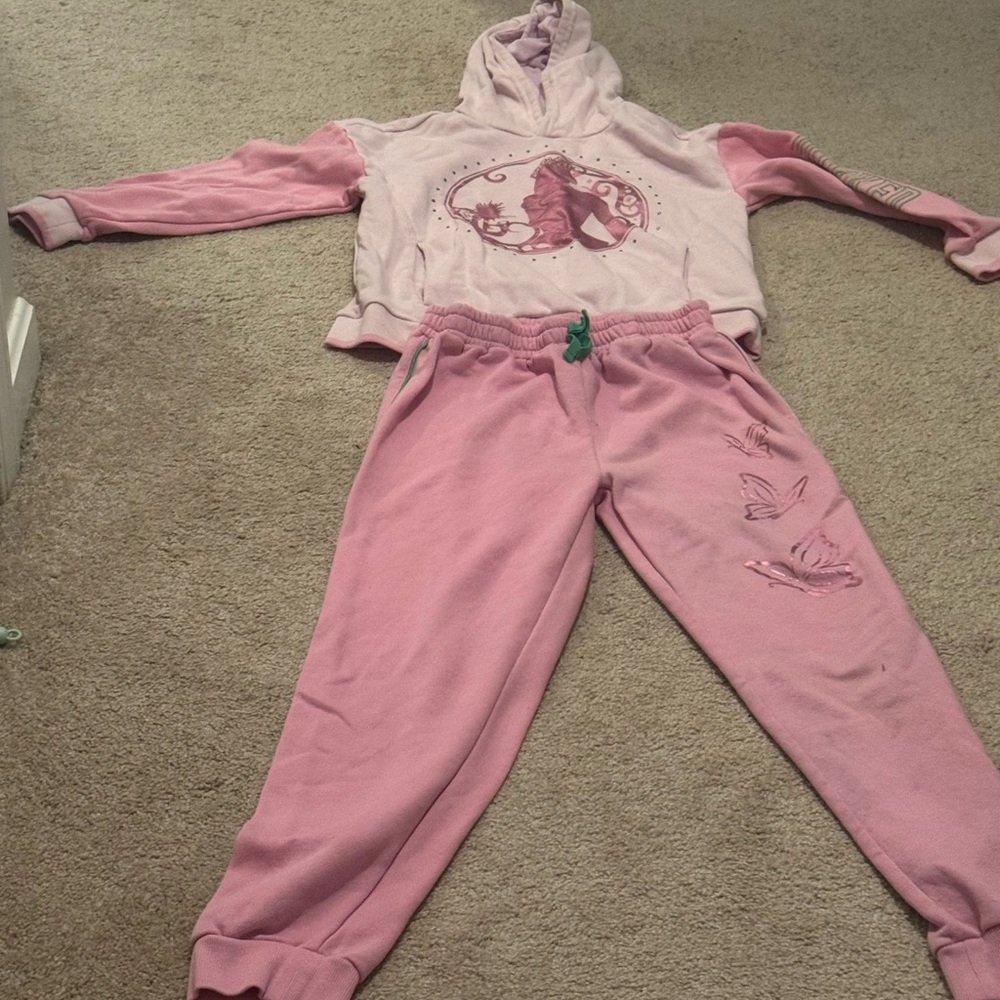 Girls wicked Pink Hoodie & Sweatpants Set 10/12
